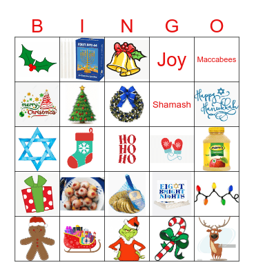 Holiday XMAS & Hanukkah Bingo Card