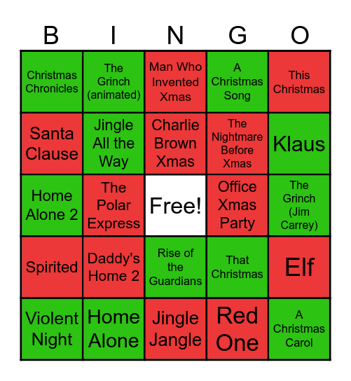 Christmas Party Bingo Card