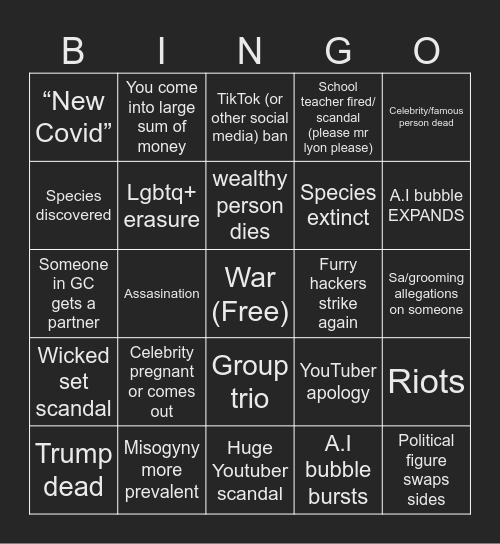 2026 bingo Card