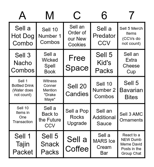 AMC BINGO Card