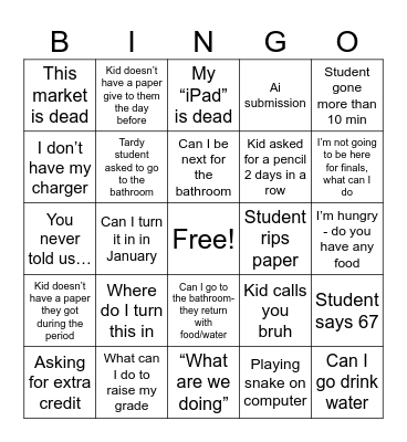 Untitled Bingo Card