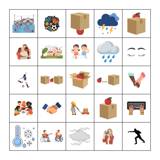 Weather Placement Actions Bingo Card