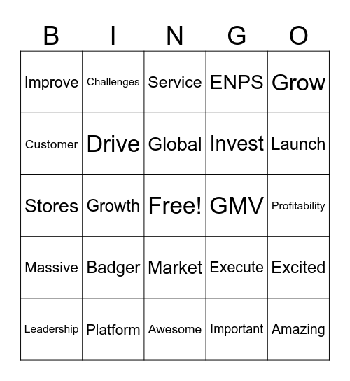 Delivery Annual Bingo Card