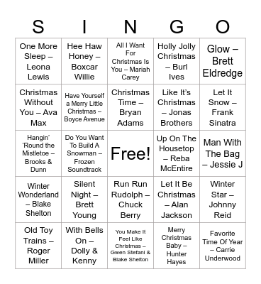 Winter Wonderland Bingo Card