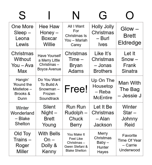 Winter Wonderland Bingo Card