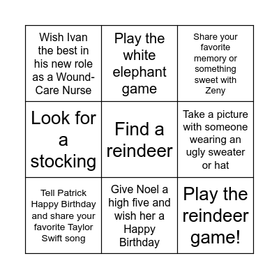 Holiday Bingo Card