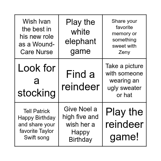 Holiday Bingo Card
