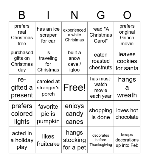 CG-IRV Christmas Bingo Card
