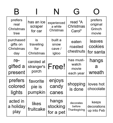 CG-IRV Christmas Bingo Card