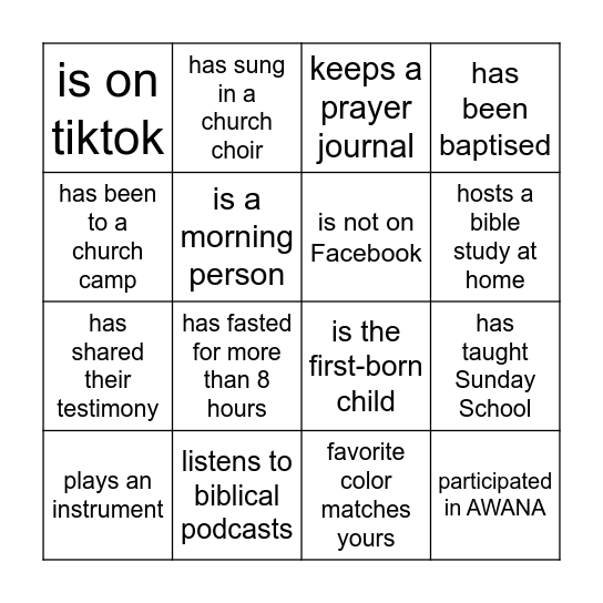 Find Someone Who... Bingo Card