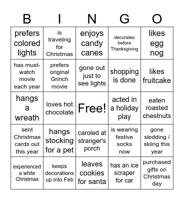 CG-IRV Christmas Bingo Card
