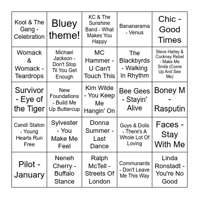 ★ Music Bingo w Bonnie Anne ★ Bingo Card