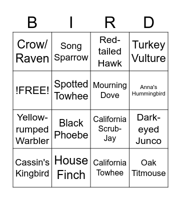 Buckley Birds Bingo Card