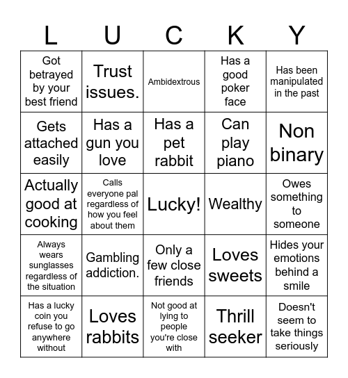 PIHG Chance Bingo Card