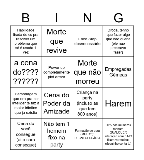 Bingo dos Animes Bingo Card