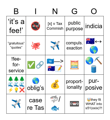 ConLaw Wk5 (incl readings) ExtAff+taxes Bingo Card