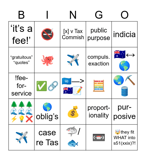 ConLaw Wk5 (incl readings) ExtAff+taxes Bingo Card