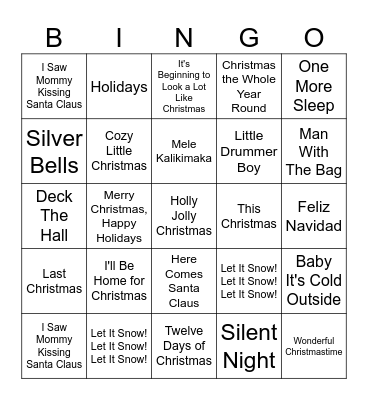 UHH Athletics Christmas Party Bingo Card