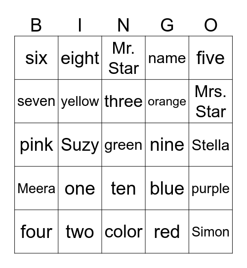 Unit 1 Bingo Card
