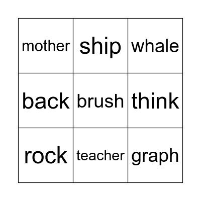 phonics Bingo Card