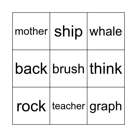 phonics Bingo Card
