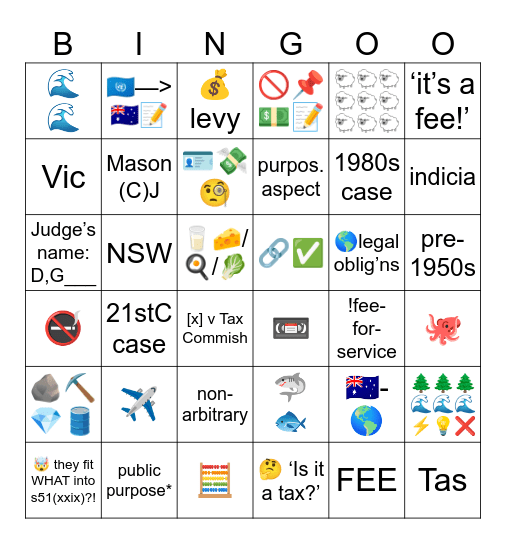 ConLaw Wk5 ExtAff+taxes Bingo Card