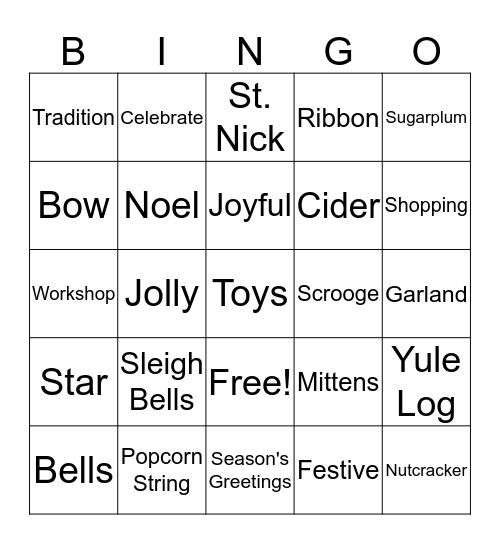 RCM Christmas Bingo 2016 Bingo Card