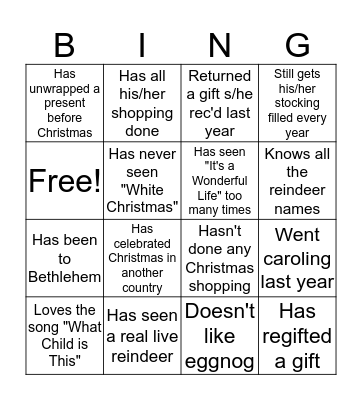 Christmas Bingo Card