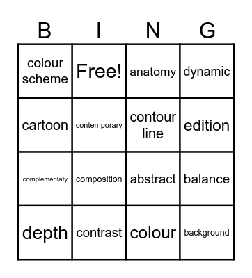 Art Vocabulary (A-E) Bingo Card