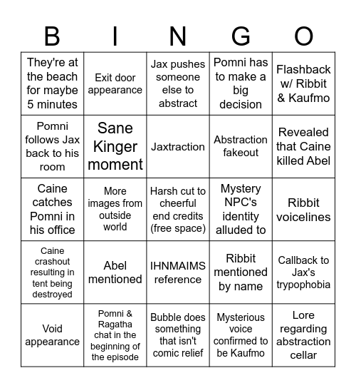TADC EP7 Bingo!! Bingo Card
