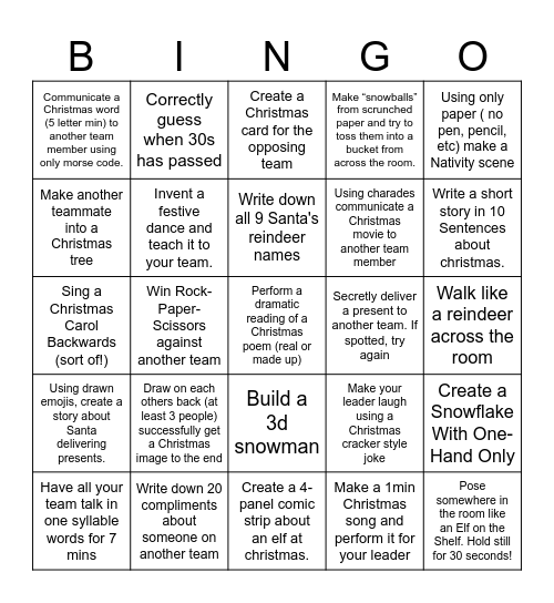 TT Christmas bingo Card