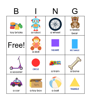 Toys & Shapes Bingo Card