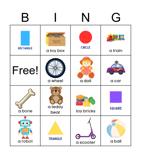 Toys & Shapes Bingo Card