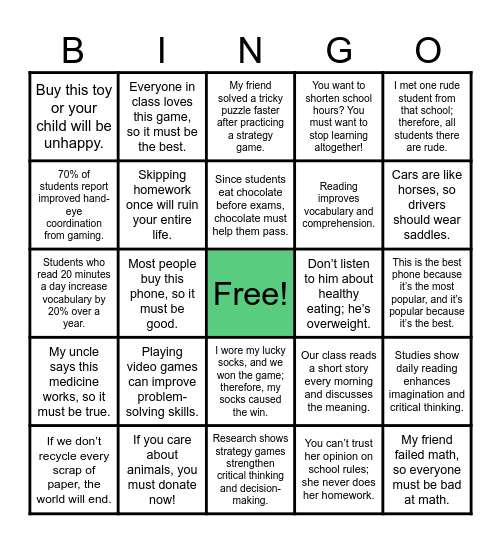 The Truth Hunt Bingo Card