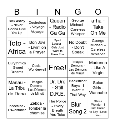 BINGO MUSICAL DE NOËL Bingo Card