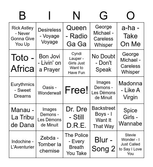 BINGO MUSICAL DE NOËL Bingo Card