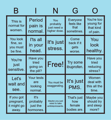 Medical neglect bingo Card