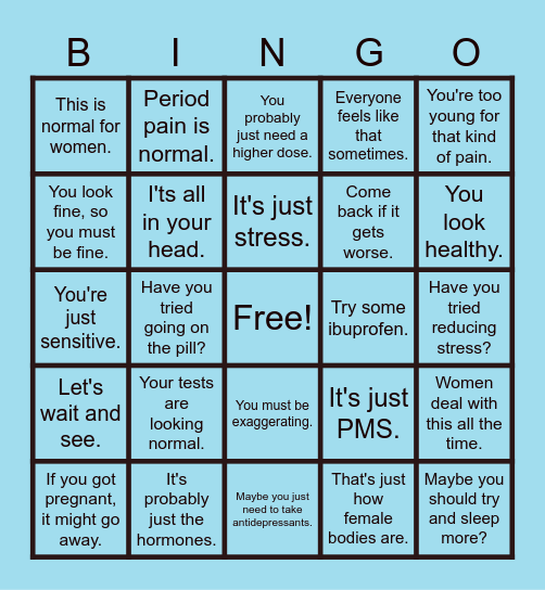 Medical neglect bingo Card