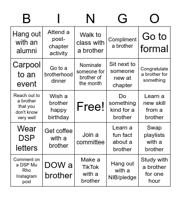 Brother Bingo Card