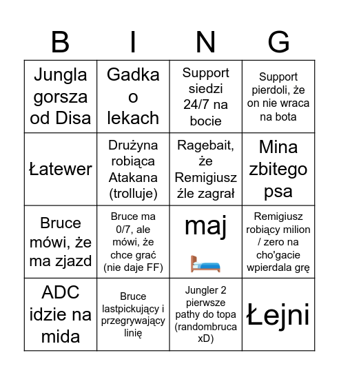Bingo Świnx Edition Bingo Card