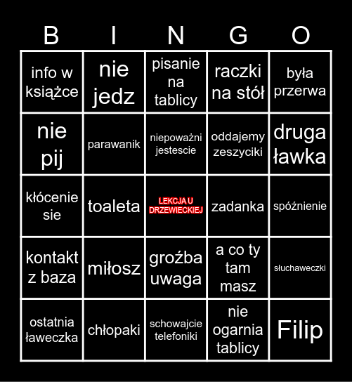 Bingo u Drzewieckiej Bingo Card