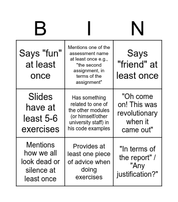 title Bingo Card