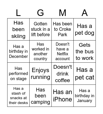 ICEBREAKER BINGO Card