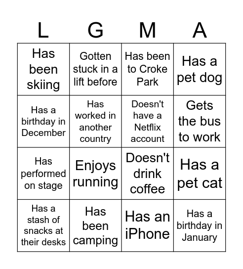 ICEBREAKER BINGO Card