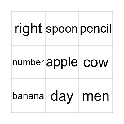 Word BINGO Card
