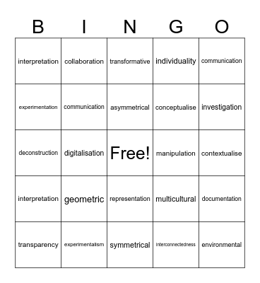 Art Vocabulary Bingo: Leve 5 Bingo Card