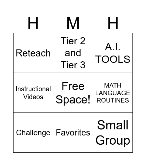 HMH Resource Bingo Card