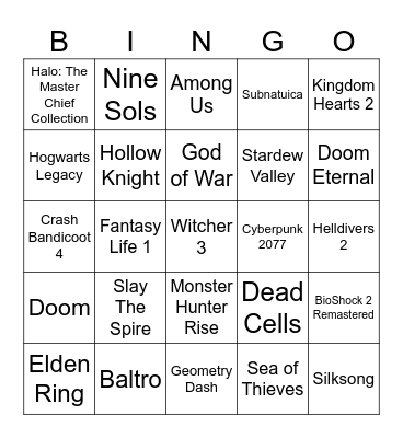 2026 Steam 100% Bingo Card
