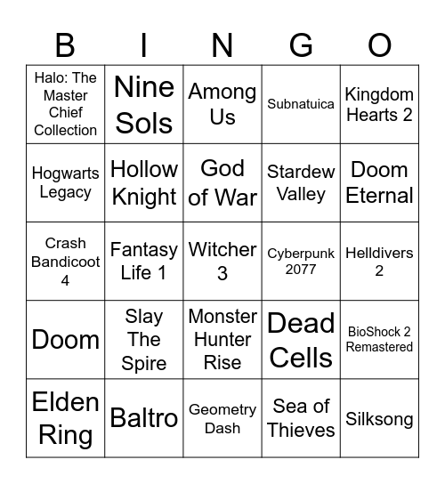 2026 Steam 100% Bingo Card