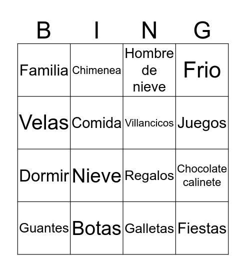 Invierno Bingo Card